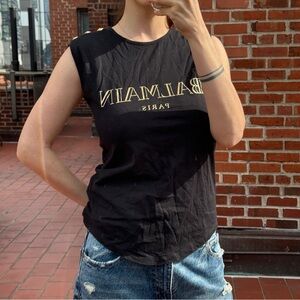 Balmain Black Top with Gold Buttons